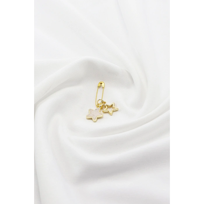 1 Adet Çift Yıldızlı Yıldızlı Çengelli İğne, Nişan, Düğün, Mevlit ve Hediye Paketi Aksesuarı, Gold Renkli