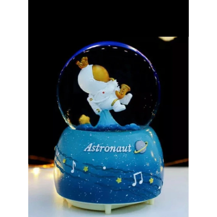 Astronot Temalı Işıklı Müzikli Orta Boy Kar Küresi