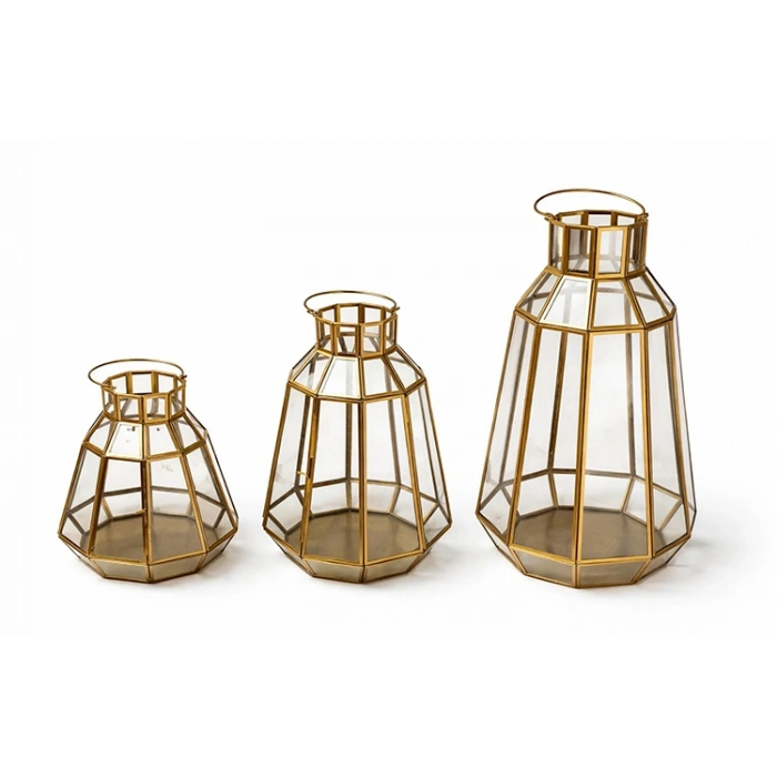 Dekoratif Gold Metal 3lü Fener Seti