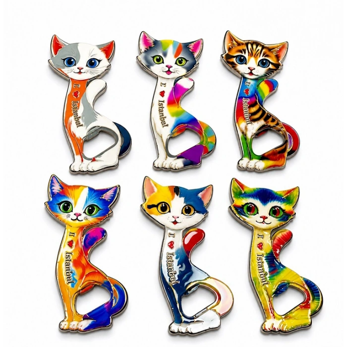 Kedi Tasarımı İstanbul Temalı Buzdolapı Süsü Magnet Alk5409