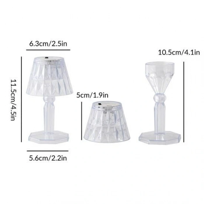 Kristal Görünümlü Led Abajur Gece Lambası (12cm) 12Li