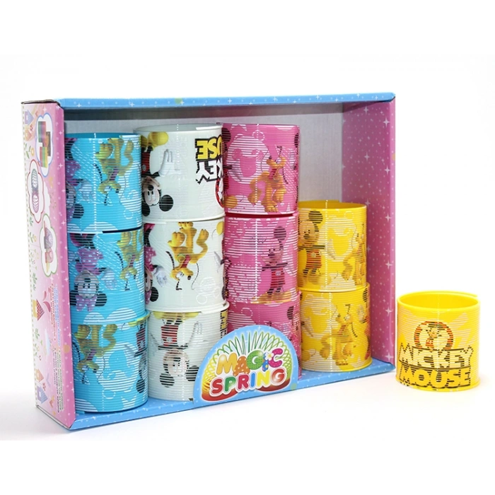 Mickey Mouse Ve Minnie Baskılı Magic Spring Stres Yayı - Standlı Karışık Renk 12Li Seti Alk3985