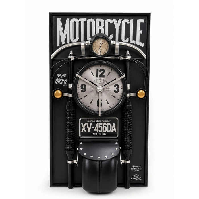Motosiklet Tasarımlı Metal Duvar Saati Alk5789