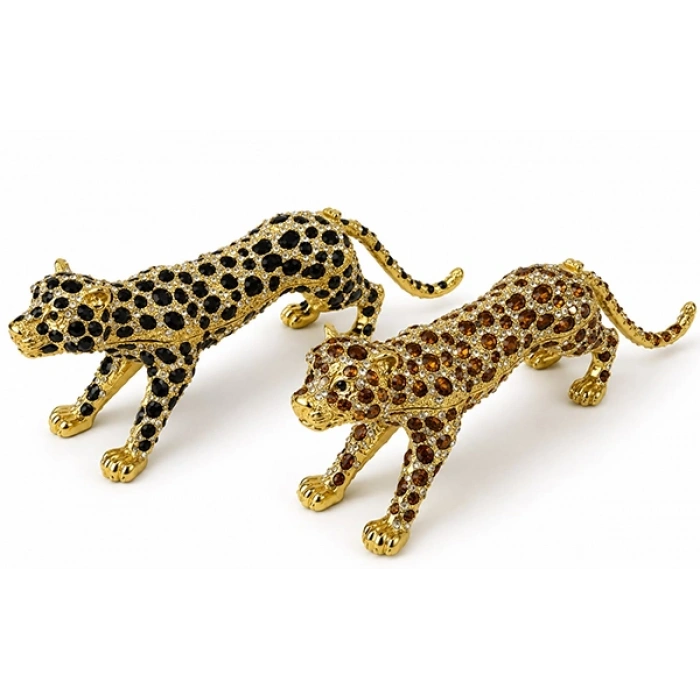 Swaroski Taşlı Leopar Figürü Tekli Alk5761