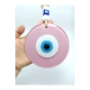 Toz Pembe Ve Cam Göbeği Renkli Cam Nazar Boncuğu El Yapımı Ikili Set Duvar Dekoru Hediyelik Eşya