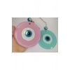 Opak Cam Nazar Boncuğu Ikili Set Toz Pembe Ve Cam Göbeği Duvar Dekoru
