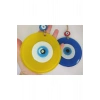 Opak Cam Nazar Boncuğu Ikili Set Mavi Ve Sarı Duvar Dekoru 12cm