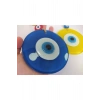 Opak Cam Nazar Boncuğu Ikili Set Mavi Ve Sarı Duvar Dekoru 12cm