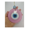 Opak Toz Pembe Nazar Boncuğu 10 Cm El Yapımı Cam Duvar Dekoru Hediyelik Eşya