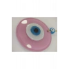 Opak Toz Pembe Nazar Boncuğu 10 Cm El Yapımı Cam Duvar Dekoru Hediyelik Eşya