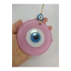 Opak Toz Pembe Nazar Boncuğu 10 Cm El Yapımı Cam Duvar Dekoru Hediyelik Eşya
