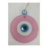 Opak Toz Pembe Nazar Boncuğu 10 Cm El Yapımı Cam Duvar Dekoru Hediyelik Eşya