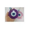 Ikili Set Opak Toz Pembe Ve Mor Nazar Boncuğu 10 Cm El Yapımı Cam Duvar Dekoru Hediyelik Eşya
