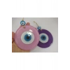 Ikili Set Opak Toz Pembe Ve Mor Nazar Boncuğu 10 Cm El Yapımı Cam Duvar Dekoru Hediyelik Eşya