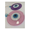 Ikili Set Opak Toz Pembe Ve Mor Nazar Boncuğu 10 Cm El Yapımı Cam Duvar Dekoru Hediyelik Eşya