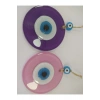 Ikili Set Opak Toz Pembe Ve Mor Nazar Boncuğu 10 Cm El Yapımı Cam Duvar Dekoru Hediyelik Eşya