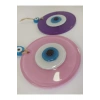 Ikili Set Opak Toz Pembe Ve Mor Nazar Boncuğu 10 Cm El Yapımı Cam Duvar Dekoru Hediyelik Eşya