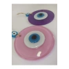Ikili Set Opak Toz Pembe Ve Mor Nazar Boncuğu 10 Cm El Yapımı Cam Duvar Dekoru Hediyelik Eşya