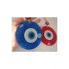 Opak Kırmızı Ve Mavi Cam Nazar Boncuğu Ikili Set Duvar Dekoru 12 Cm Hediyelik Eşya