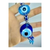 Nazar Boncuğu Iki Gözlü Anahtarlık / Araba Dikiz Ayna Süsü El Yapımı Cam Hediyelik Aksesuar