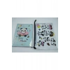 Hediyelik Kırtasiye Seti A5 Boy Simli/sulu Şeffaf Panda Temalı Defter + Şeffaf/simli Kalemlik