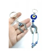 Nazar Boncuklu Metal Nal Anahtarlık + Metal Nal Araba Dikiz Ayna Süsü El Yapımı Cam Hediyelik Set