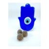 Fatıma Eli/hamse Nazar Boncuğu Masaüstü Dekoru El Yapımı Cam Hediyelik Dekor 15x11 Cm