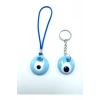 Araba Dikiz Ayna Süsü +anahtarlık Mavi Ikili El Yapımı Cam Nazar Boncuğu Seti Hediyelik Eşya