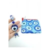 Nazar Boncuğu Cam Anahtarlık/Araba Dikiz Ayna Süsü + Bozuk Para Cüzdanı El Yapımı İkili Set