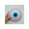 Minimalist Bebe Pembe Nazar Boncuğu El Yapımı Ahşap Büyük Nazarlık 20 Cm Hediyelik Eşya