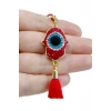 Kırmızı Fatma Ana Eli Parlak Taşlı  Nazar Boncuğu Araba Dikiz Ayna Süsü Lüks Hediyelik Aksesuar