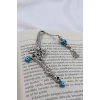 El Yapımı Cam Nazar Boncuğu Metal Yapraklı Dal Kitap Ayracı, Hediyelik Ağaç Dalı Kitap Ayracı