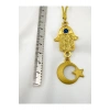 Altın Kaplama Hamse Ay Yıldız Gold Renkli Araba Dikiz Ayna Süsü, Lüks Yeni Araba Hediyesi