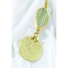 Pastel Mint Yeşili Yapral Metal Ayetel Kürsi Araba Dikiz Ayna Süsü, Gold Renkli