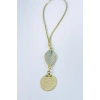 Pastel Mint Yeşili Yapral Metal Ayetel Kürsi Araba Dikiz Ayna Süsü, Gold Renkli