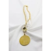 Zirkon Taşlı Nazar Gold Çelik Çift Taraflı Ayetel Kürsi/ Nazar Ayeti Araba Dikiz Ayna Süsü
