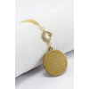 Gold Parlak Taşlı Ay Yıldızlı Çelik Çift Taraflı Ayetel Kürsi/Felak Nas İhlas Araba Dikiz Ayna Süsü
