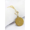 Gold Parlak Taşlı Ay Yıldızlı Çelik Çift Taraflı Ayetel Kürsi/Felak Nas İhlas Araba Dikiz Ayna Süsü