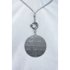 Parlak Ay Yıldız Gümüş Renk Çelik Çift Taraflı Ayetel Kürsi/ Nazar Ayeti Araba Ayna Süsü(4,5 CM)