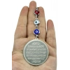 Renkli Nazar Gümüş Renk Çelik Çift Taraflı Ayetel Kürsi Felak Nas Ihlas Araba Ayna Süsü(4,5 CM)