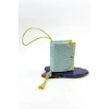 El Yapımı Cam Nazar Boncuklu Mavi Kadife Mini Kur an-ı Kerim Araba Dikiz Ayna Süsü
