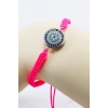Pembe Renkli Asansörlü Gümüş Zirkon Taşlı Nazar Bileklik, Hediyelik Bileklik
