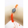 Turuncu Renkli Asansörlü Gümüş Elips Zirkon Taşlı Nazar Bileklik, Hediyelik Bileklik