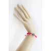 Pembe Renkli Asansörlü Gümüş Elips Zirkon Taşlı Nazar Bileklik, Hediyelik Bileklik
