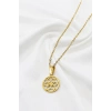 Paslanmaz Çelik Gold Renkli Lotus Çiçeği Çelik Kolye , Hediyelik Kolye (60 cm)