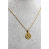 Paslanmaz Çelik Gold Renkli Lotus Çiçeği Çelik Kolye , Hediyelik Kolye (60 cm)