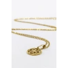 Paslanmaz Çelik Gold Renkli Lotus Çiçeği Çelik Kolye , Hediyelik Kolye (60 cm)