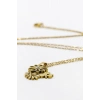 Paslanmaz Çelik Gold Renkli Parlak Taşlı Sedefli Çiçek Yoncalı Çelik Kolye , Hediyelik Kolye (60 cm)