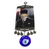 Lacivert El Yapımı Cam Nazar Boncuklu M. K Atatürk Duvar Süsü, Hediyelik Duvar Süsü