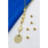 Beyaz Papatyalı Metal Ayetel Kürsi Araba Dikiz Ayna Süsü, Gold Renkli